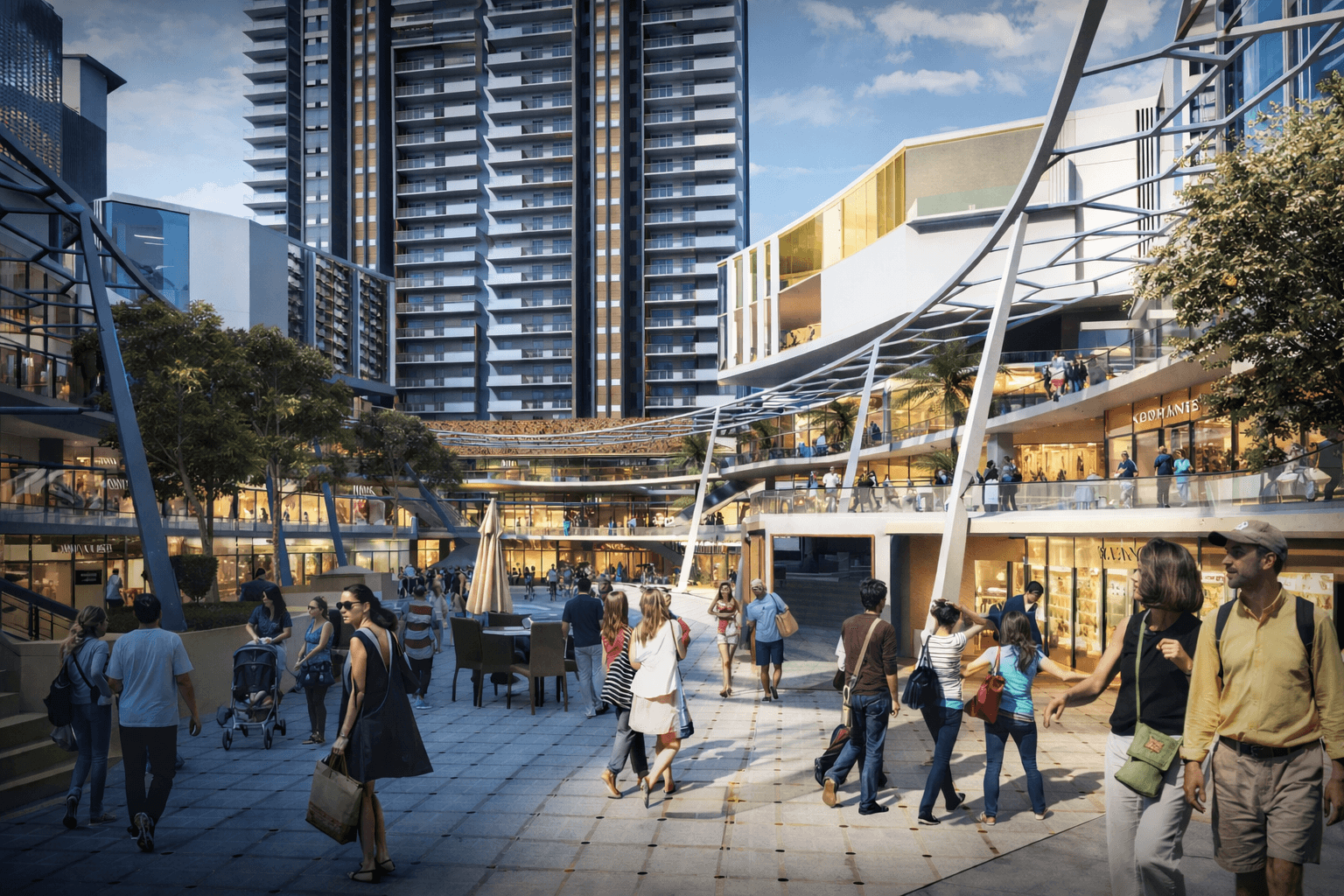 Upscale urban lifestyle destination with open-air plazas and premium entertainment zones