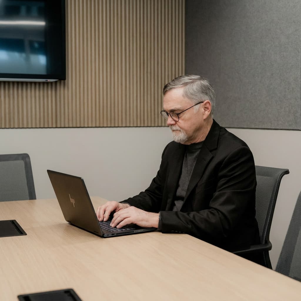 Tom from Lantern hr working behind his laptop