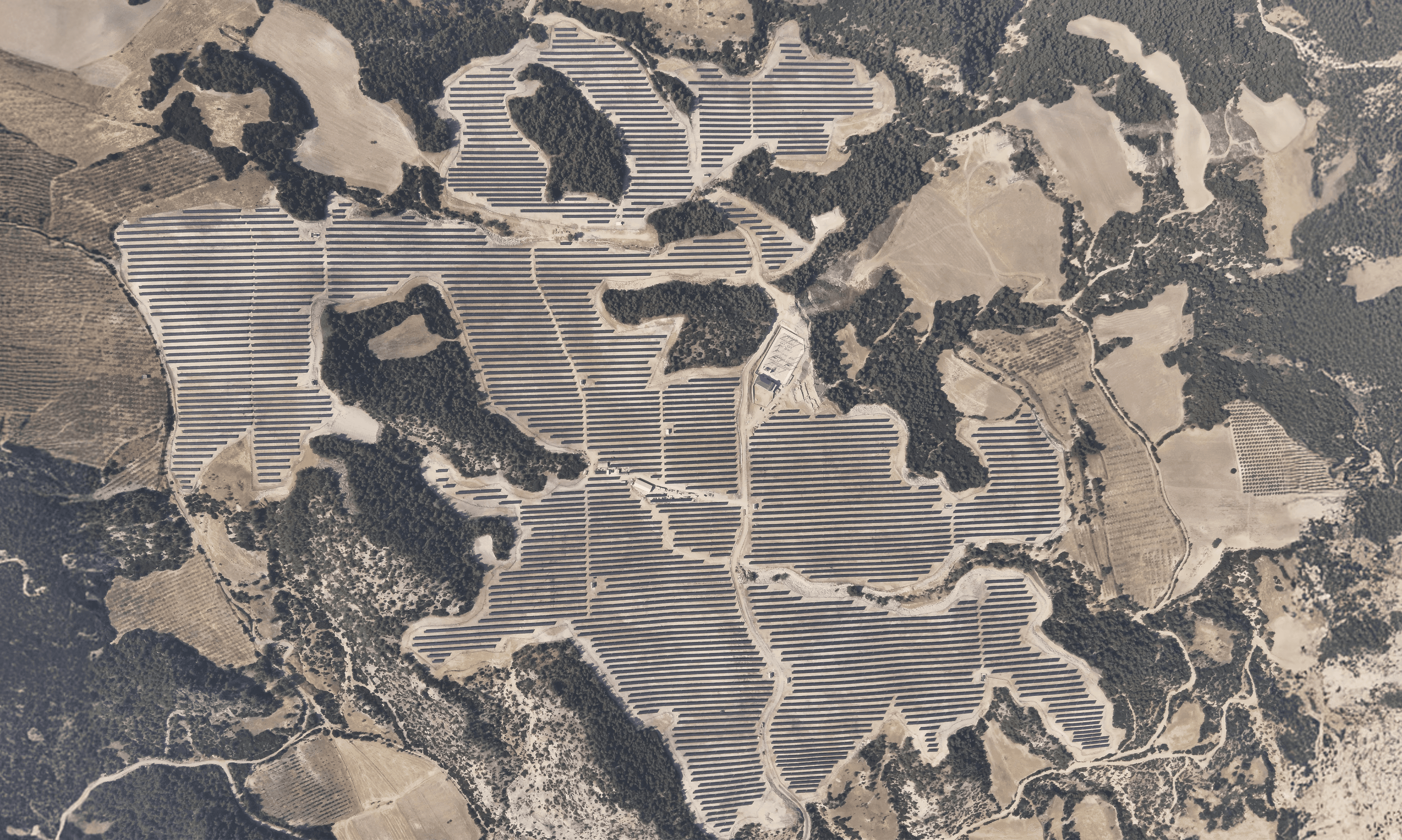 Aerial view of Karatay Solar Power Plant.