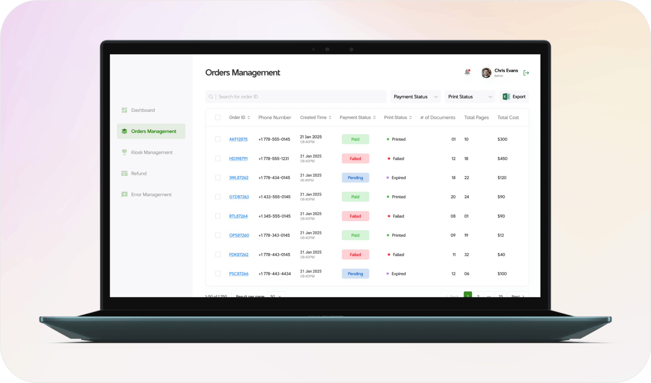 Order management Page