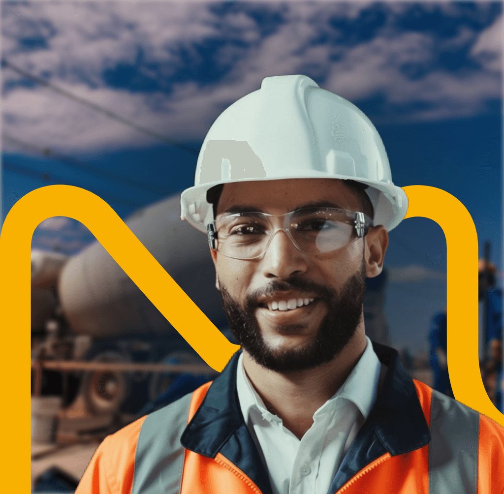 hoem equipado com capacete e epi engenharia 