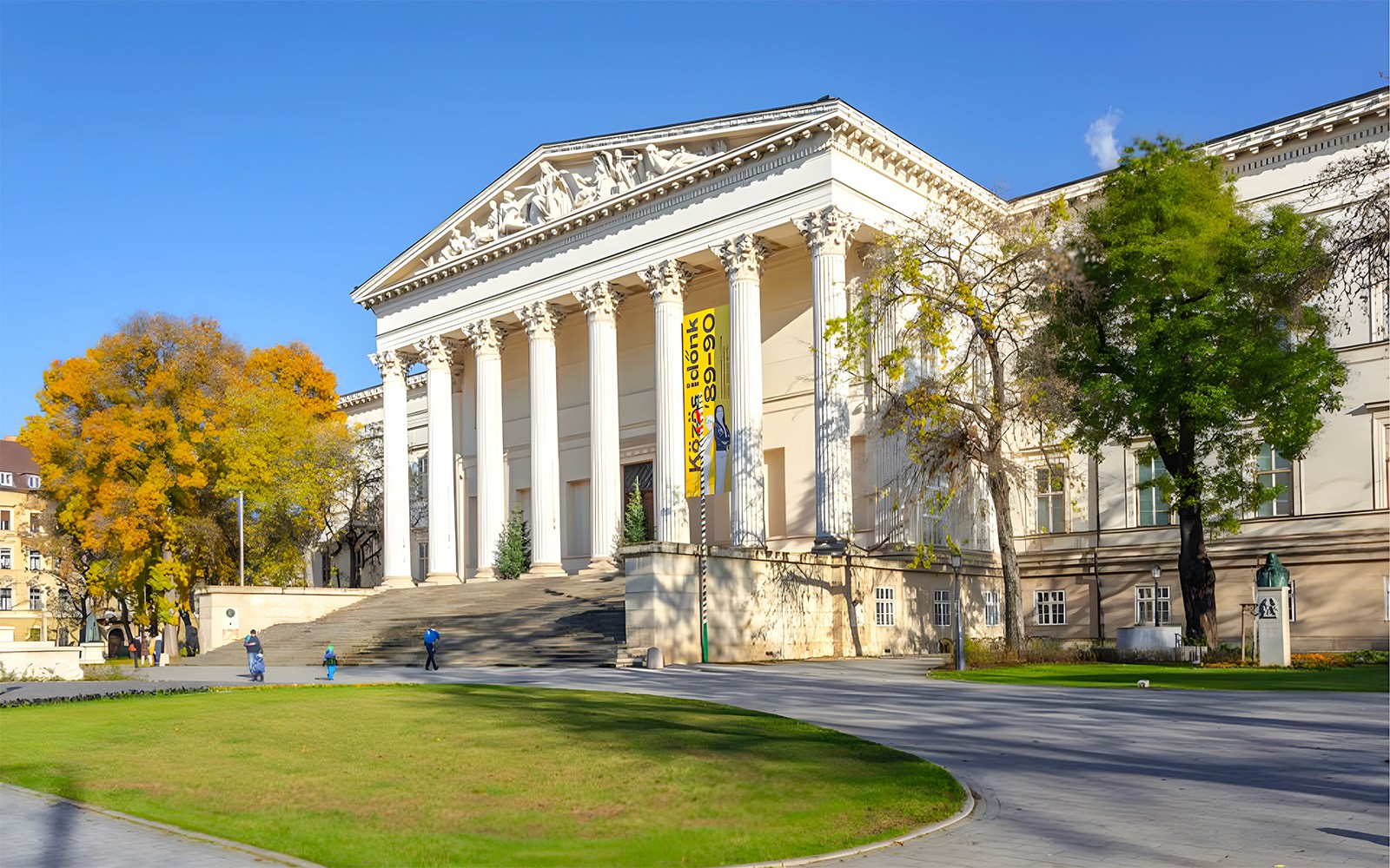 Hungarian National Museum with neoclassical columns in Budapest.
