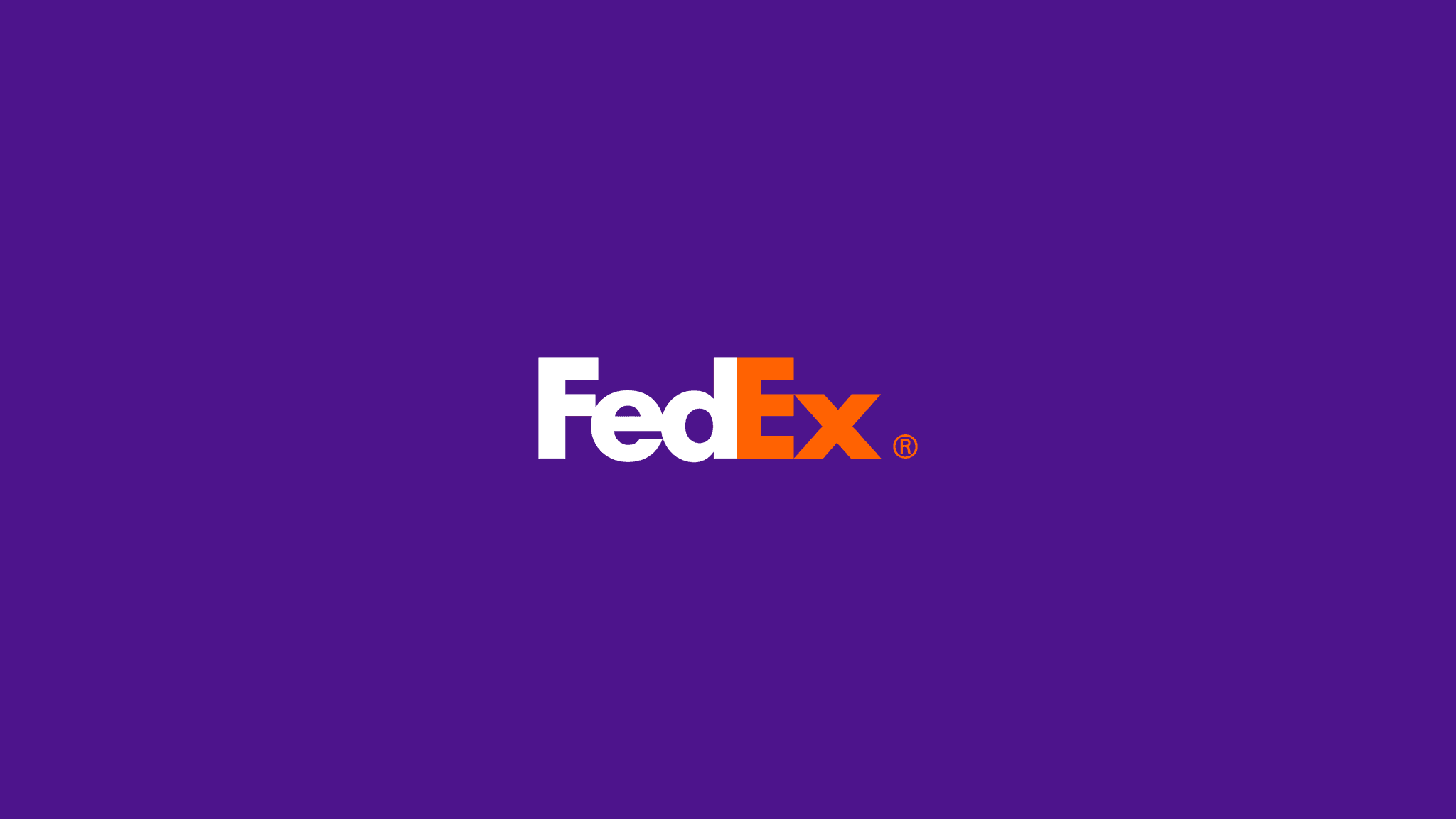 FedEx logo against a purple background