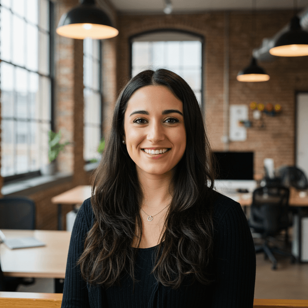 A red-haired girl smiles