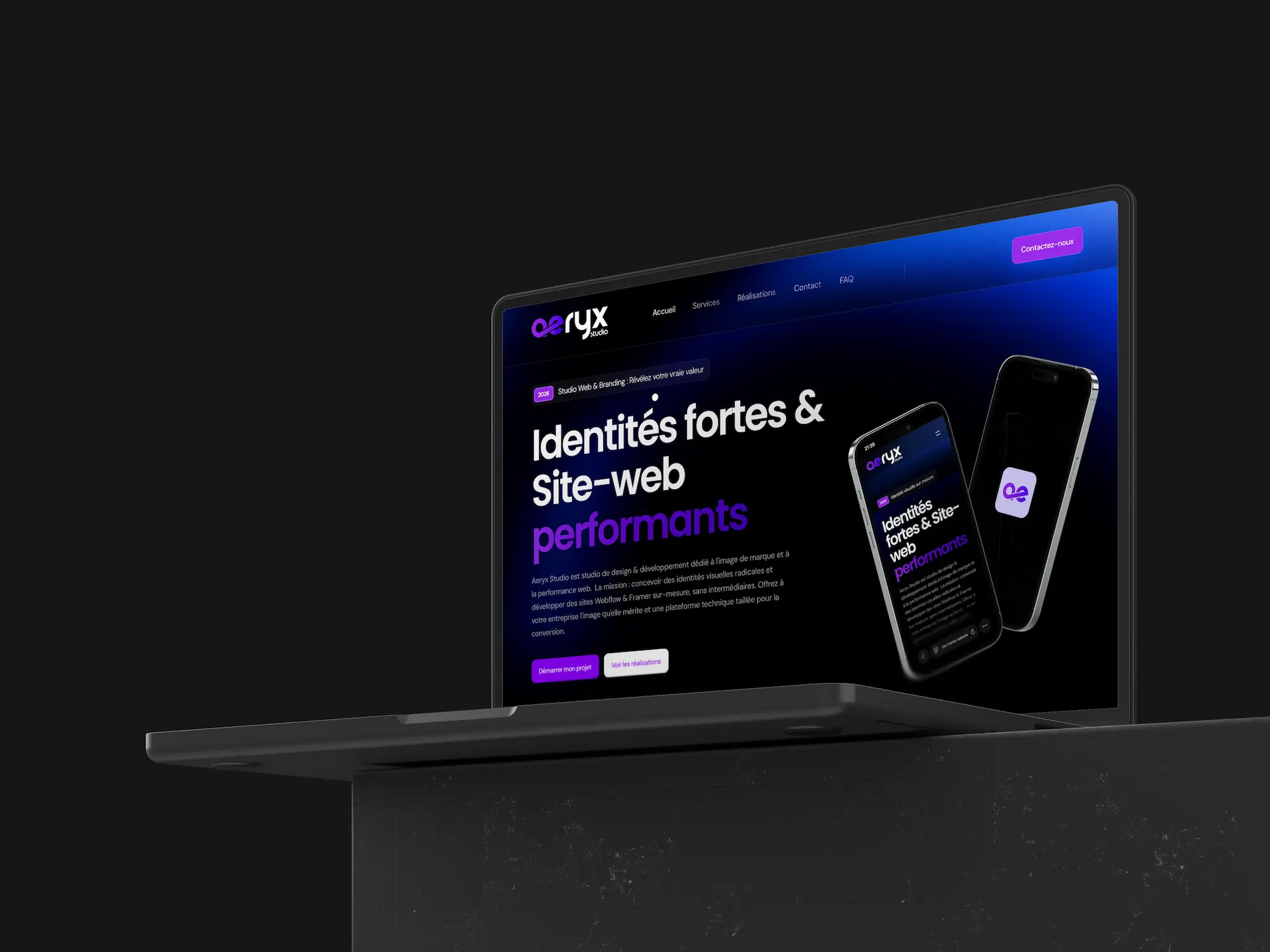 Mockup du site-web Aeryx Studio