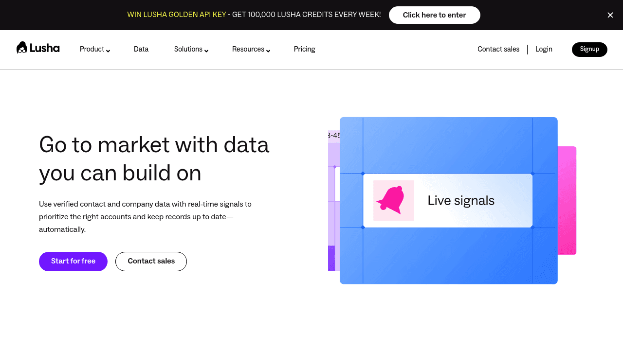 Screenshot of https://lusha.com/