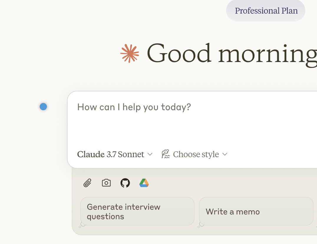 A screenshot of a new chat in Claude.ai
