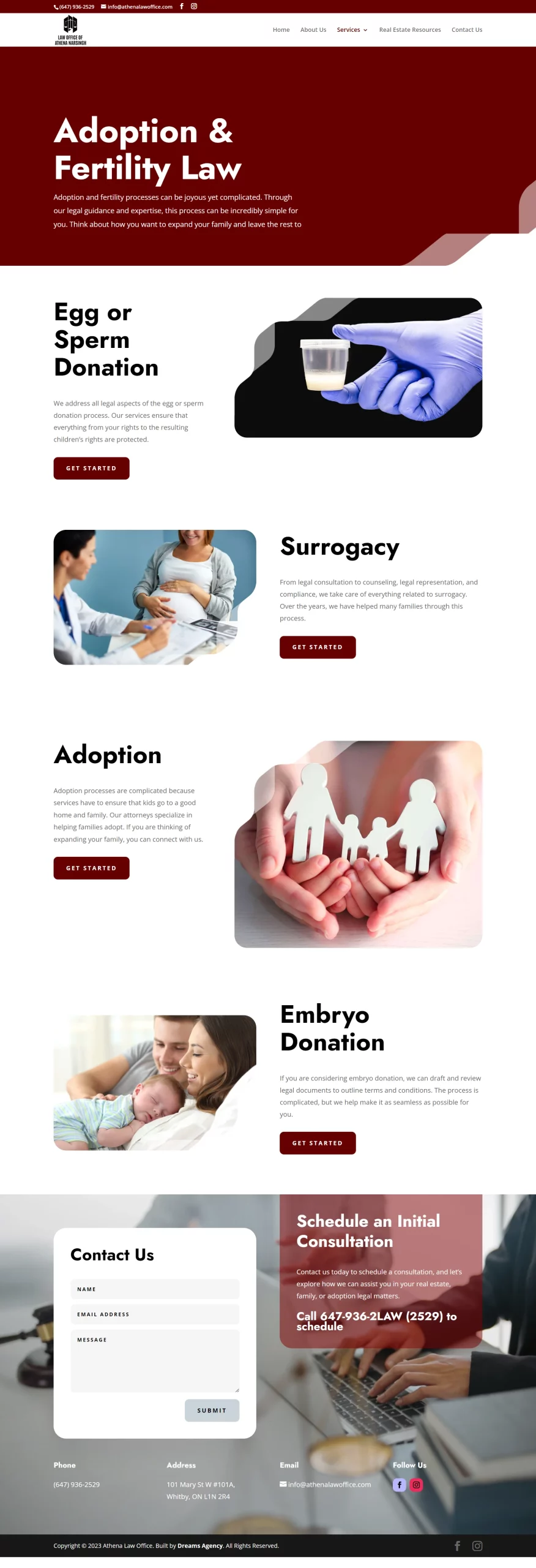 adoptionlaw page for athenalawoffice website developed & designed by Dreams Agency Mississauga, Ontario