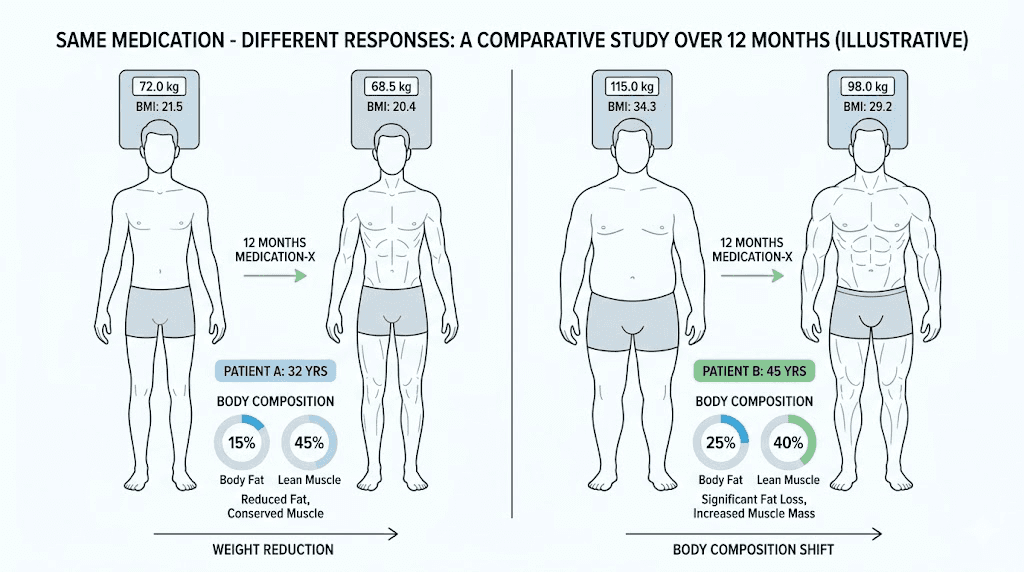 Semaglutide response variation between different patients