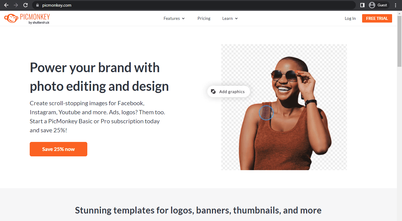 picmonkey landing page