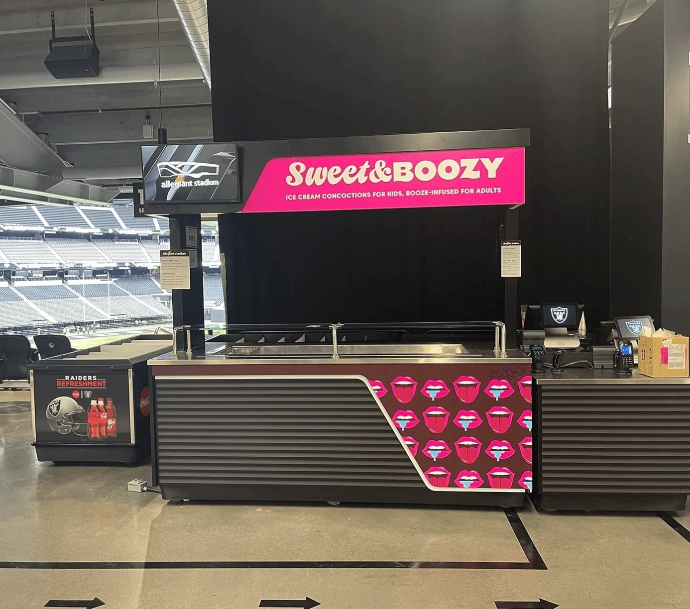 Sweet & Boozy ice cream stand cart at Allegiant stadium