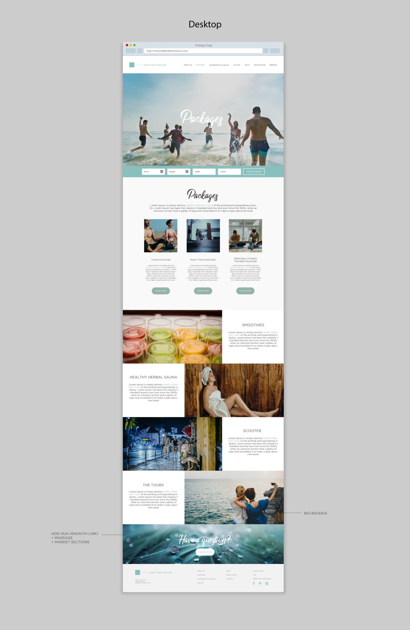 Health Adventure Thailand website Packages creation by Suzaku Productions