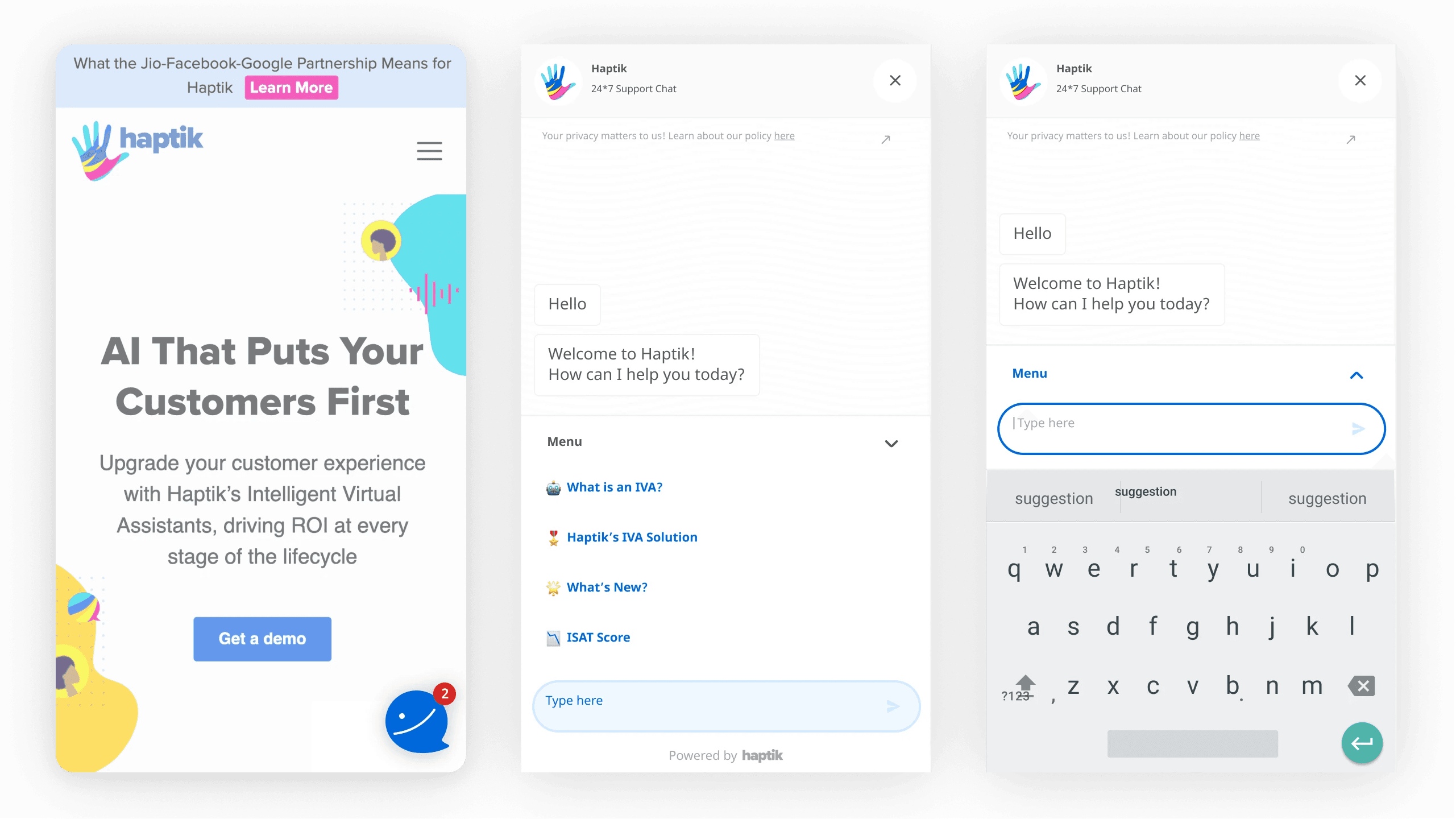 Updated chat interface of Jio Haptik