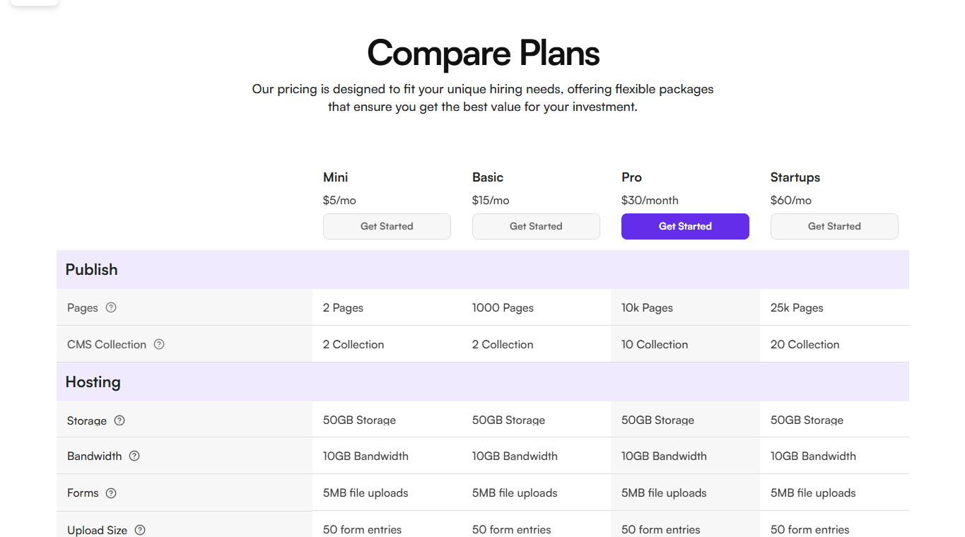 Framer Pricing Table Section v5