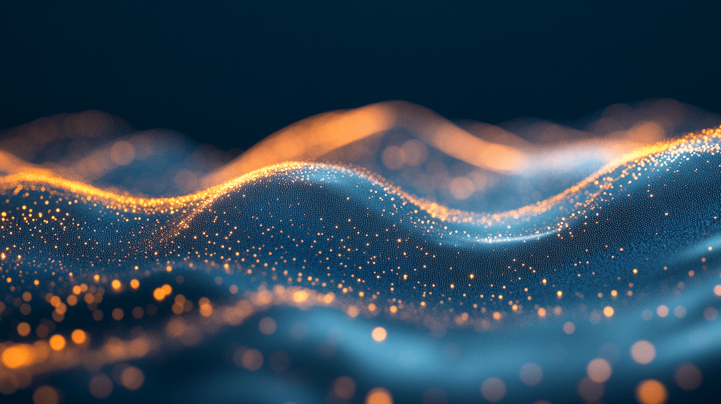 Two men discuss a project while standing at a laptop in an office.