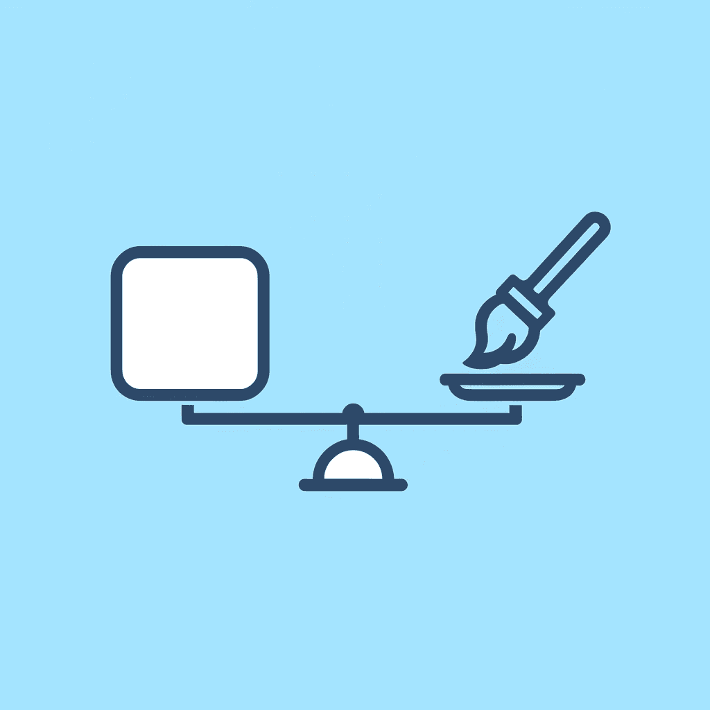 Balance scale showing structure on one side and creative freedom on the other