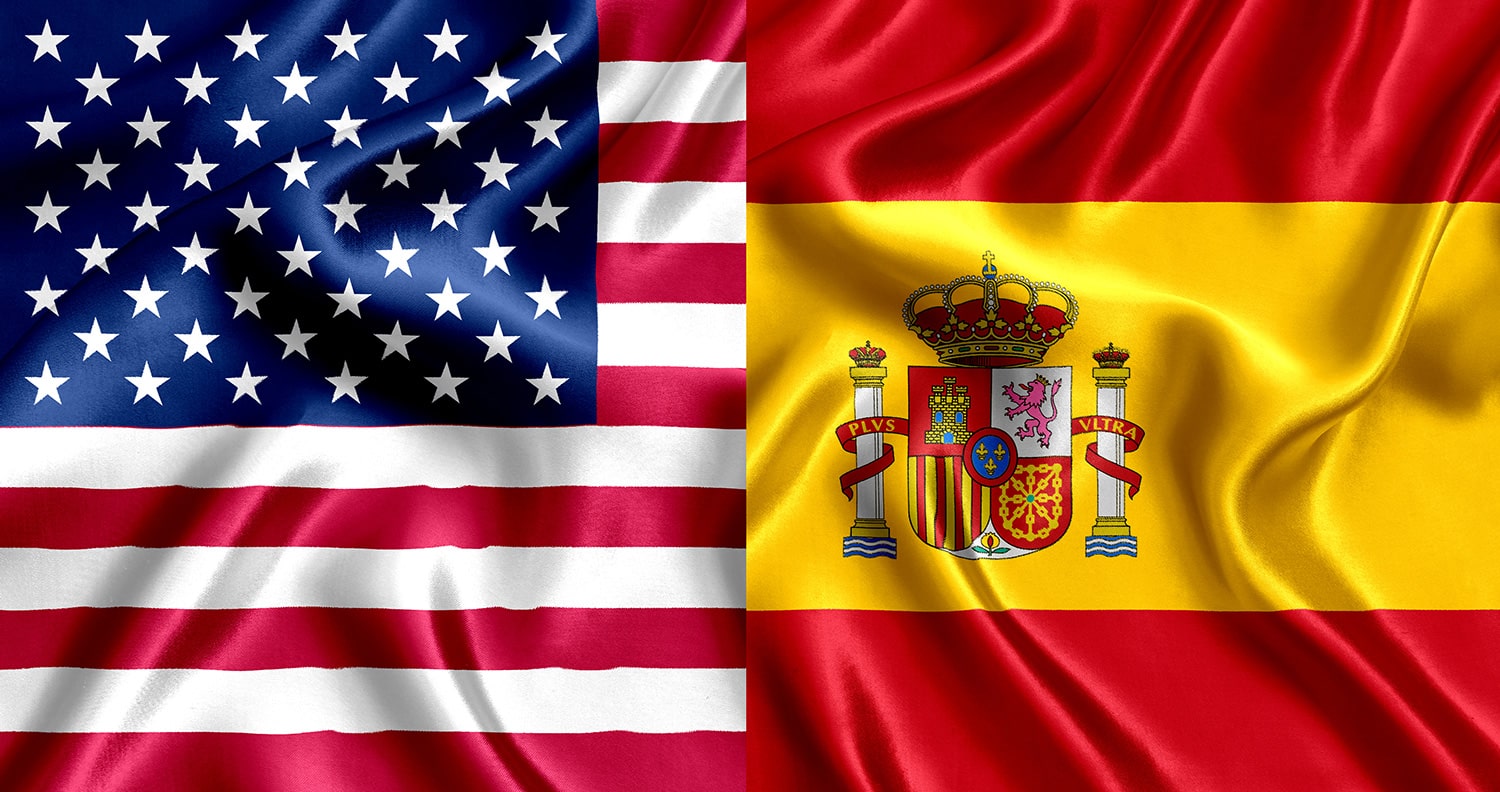 Bandera americana y Española
