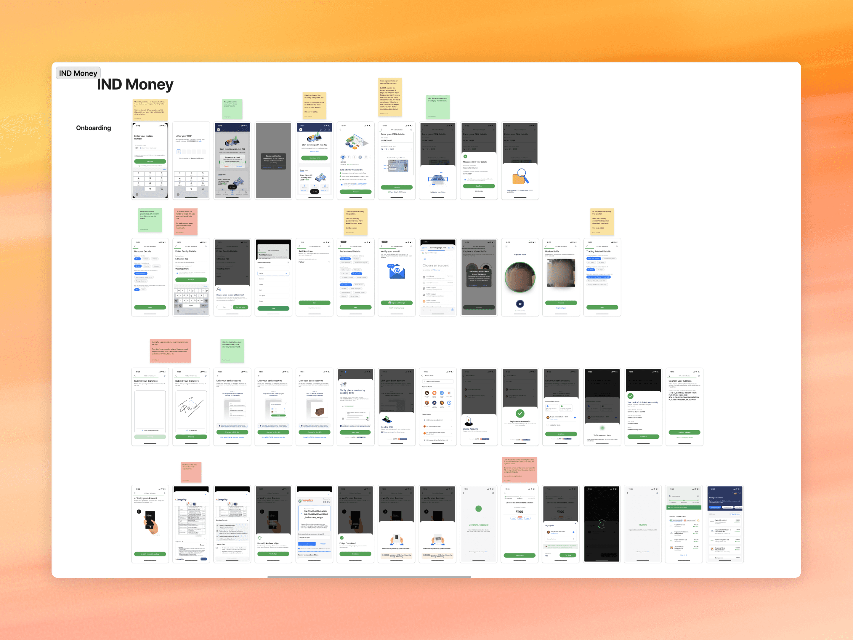 Documentation of the various requirements and inputs for a particular project