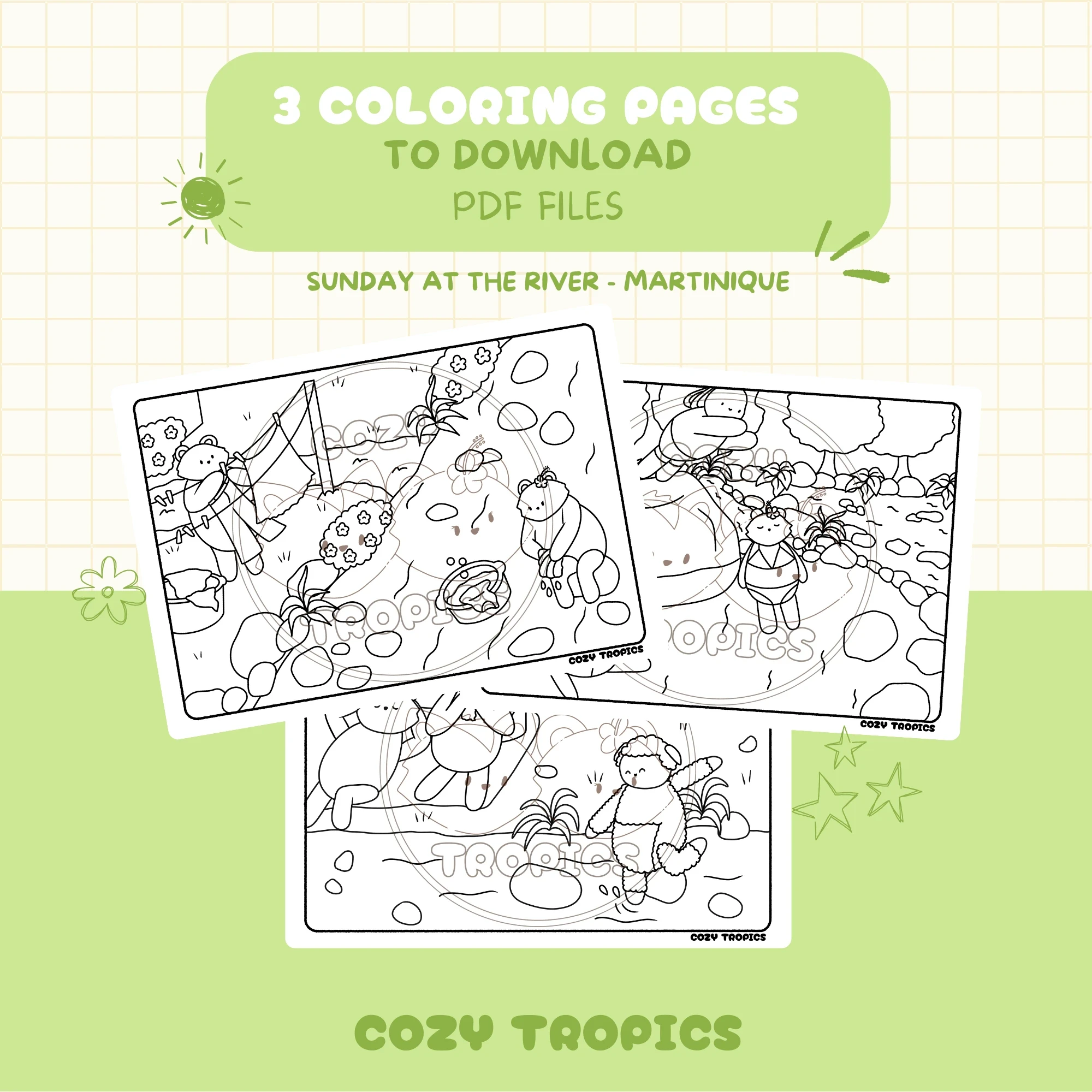 Martinique River Scene Coloring pages cover