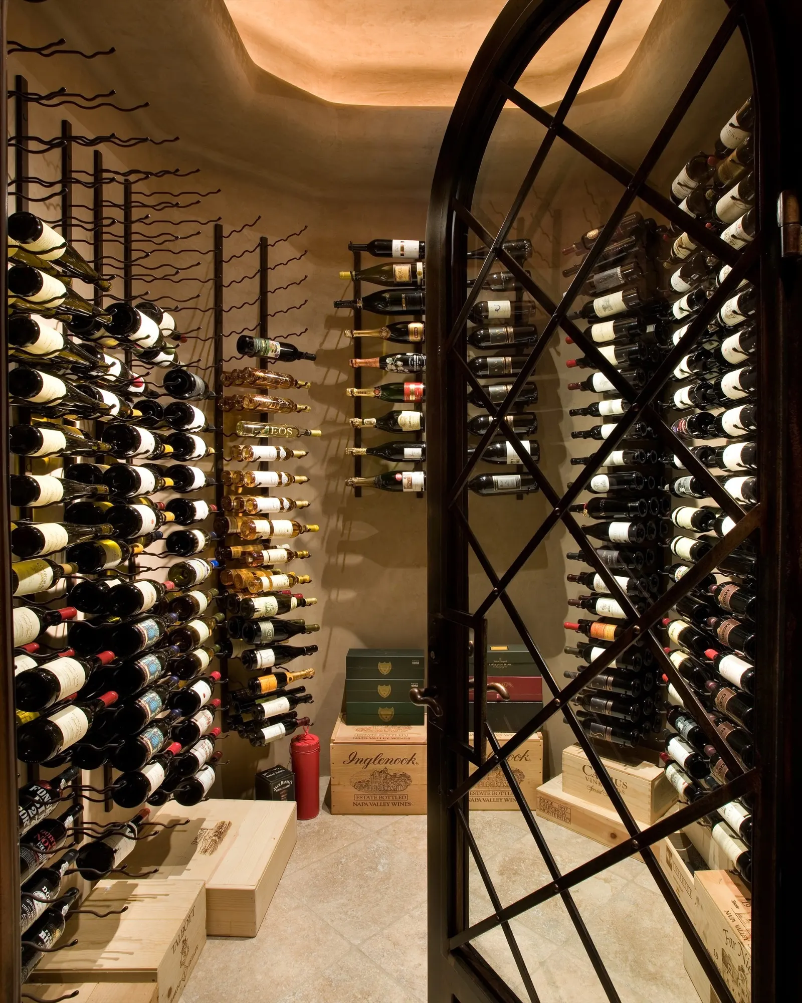 nfinity pool blending into the ocean view, minimalist sun loungers in soft neutral fabric, curved architecture