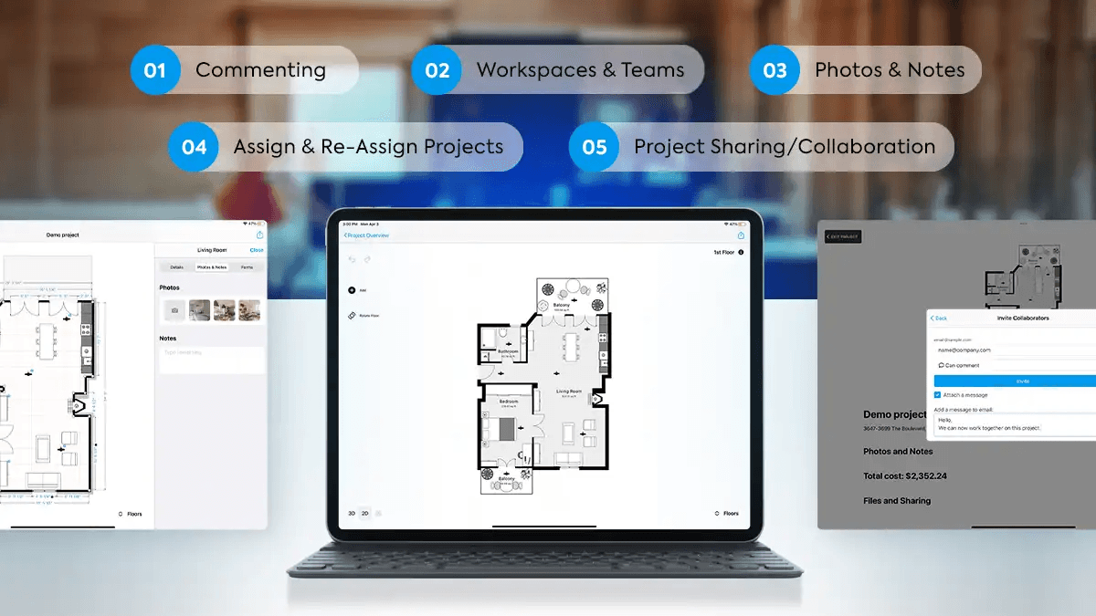 magic plan workflow overview covering scanning, workspaces, photos, notes, and collaboration