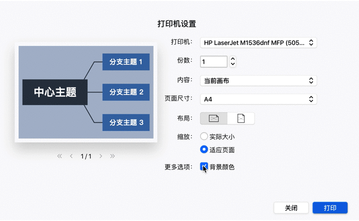 打印机设置界面展示