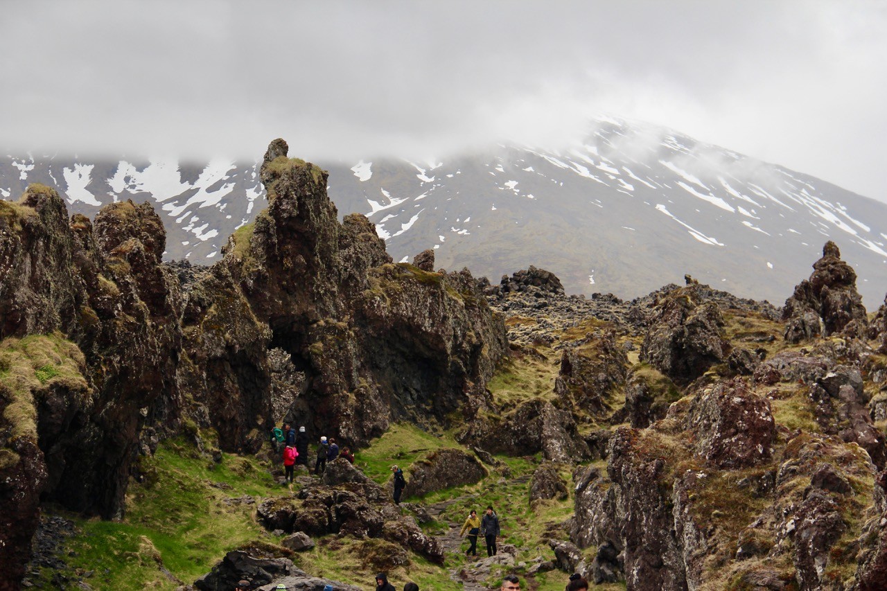 Some of the dramatic volcanic formations near the Djúpalónssandur Black Sand Beach.