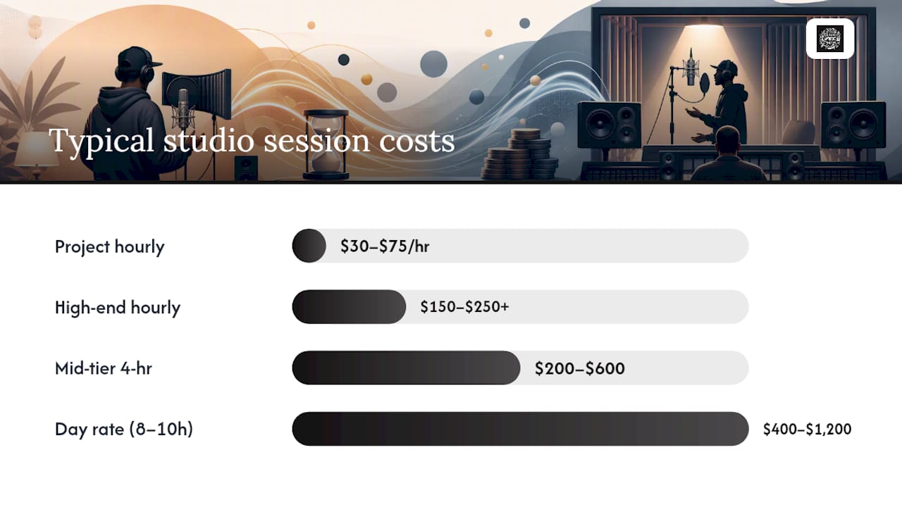 Studio session types and cost comparison diagram