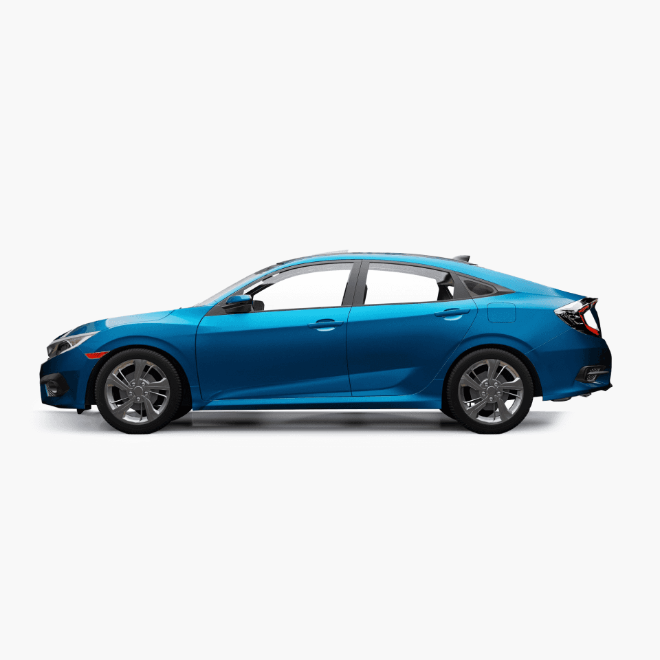 side view of blue car
