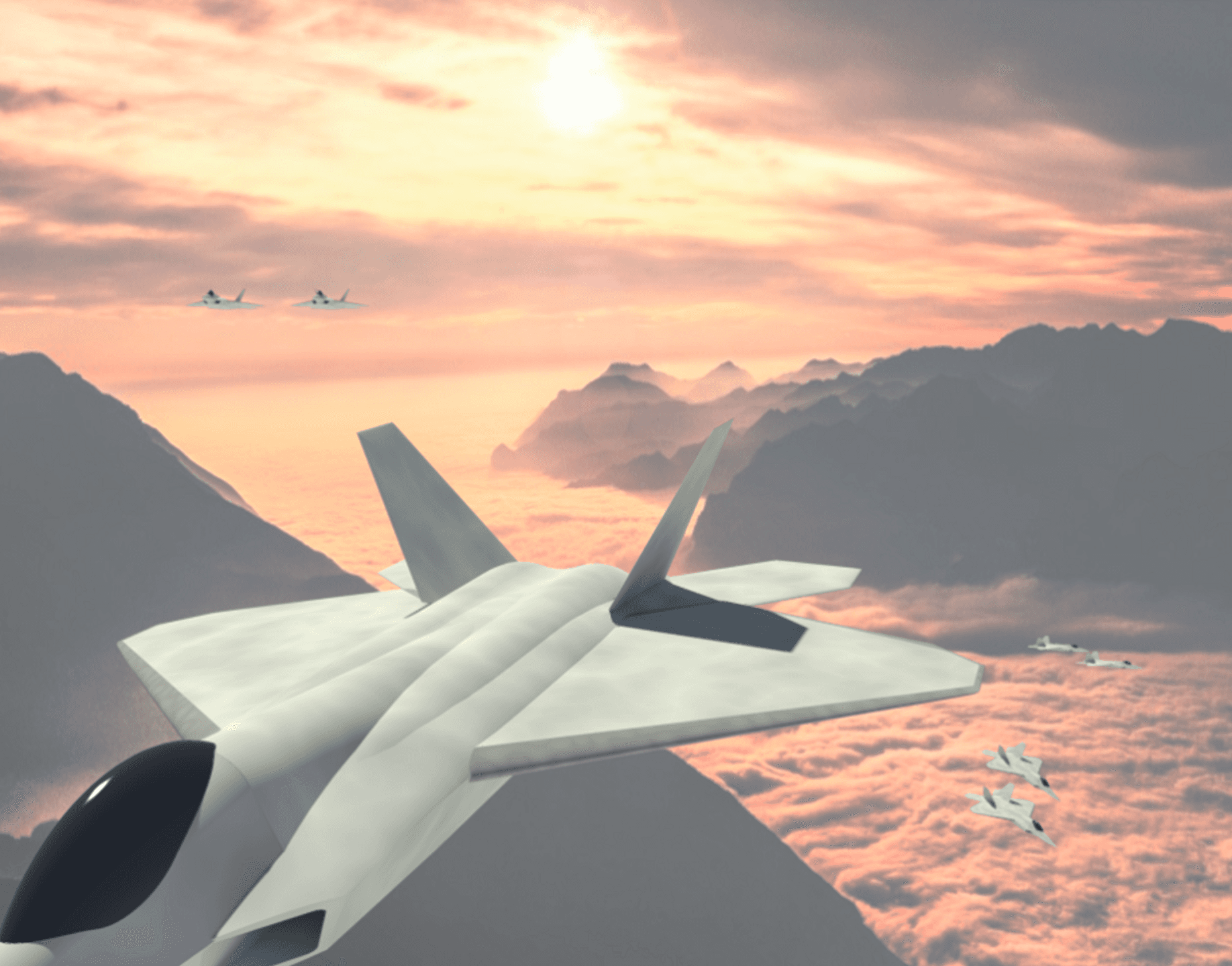 Render showing F-22s.