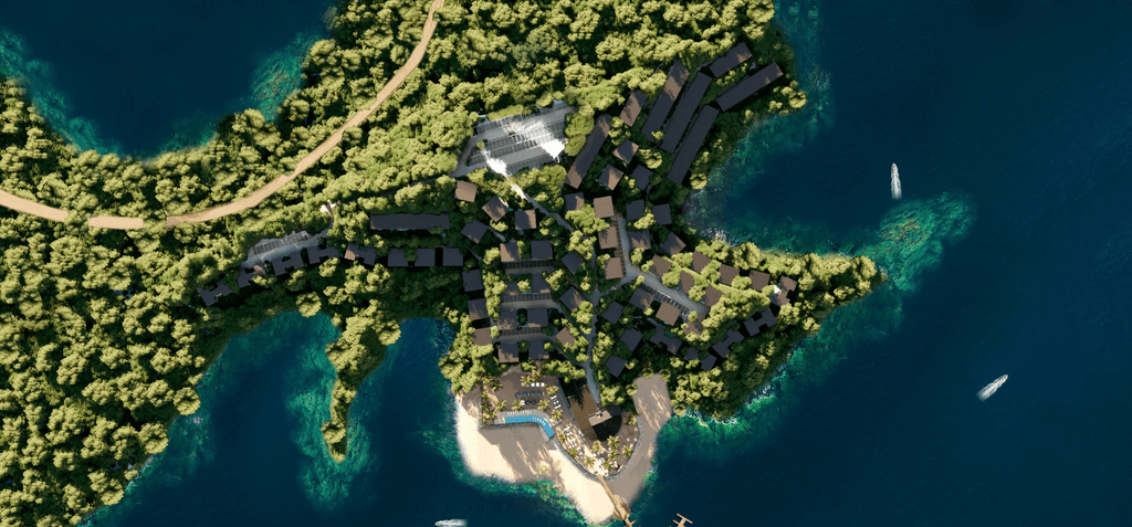 Yuniko Cottage & Lake aereal render