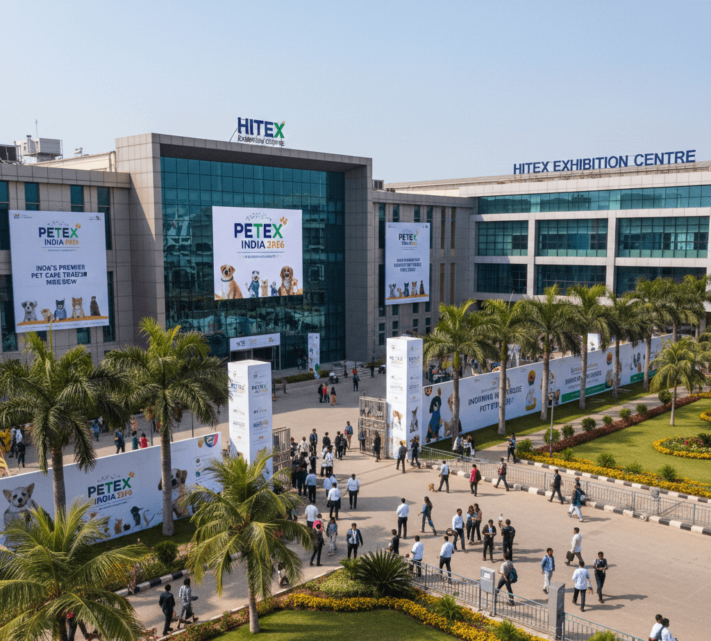 Hyderabad International Trade Exposition Centre HITEX venue hosting PETEX INDIA 2026 pet care trade show