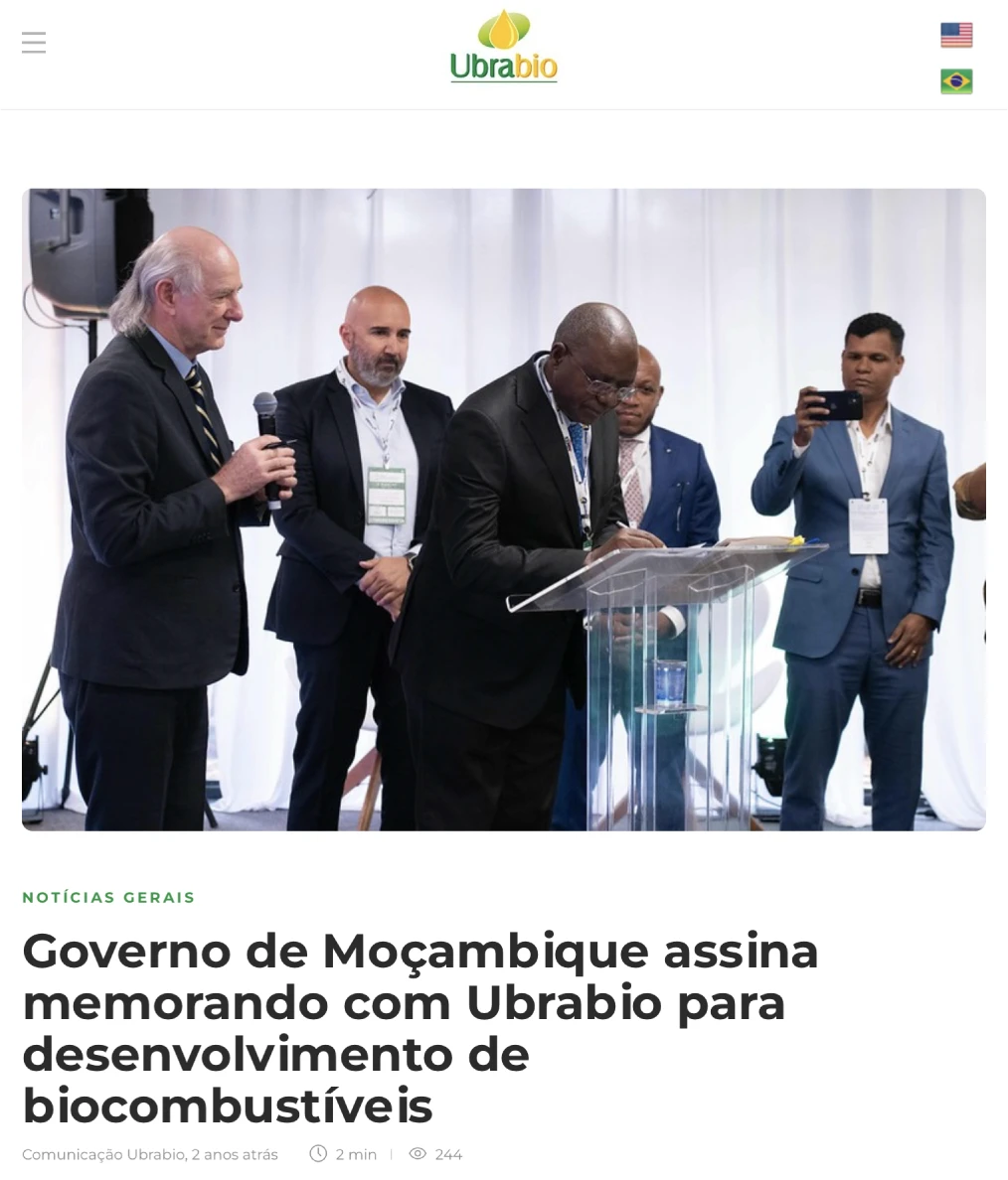 Governo de Moçambique assina memorando com Ubrabio