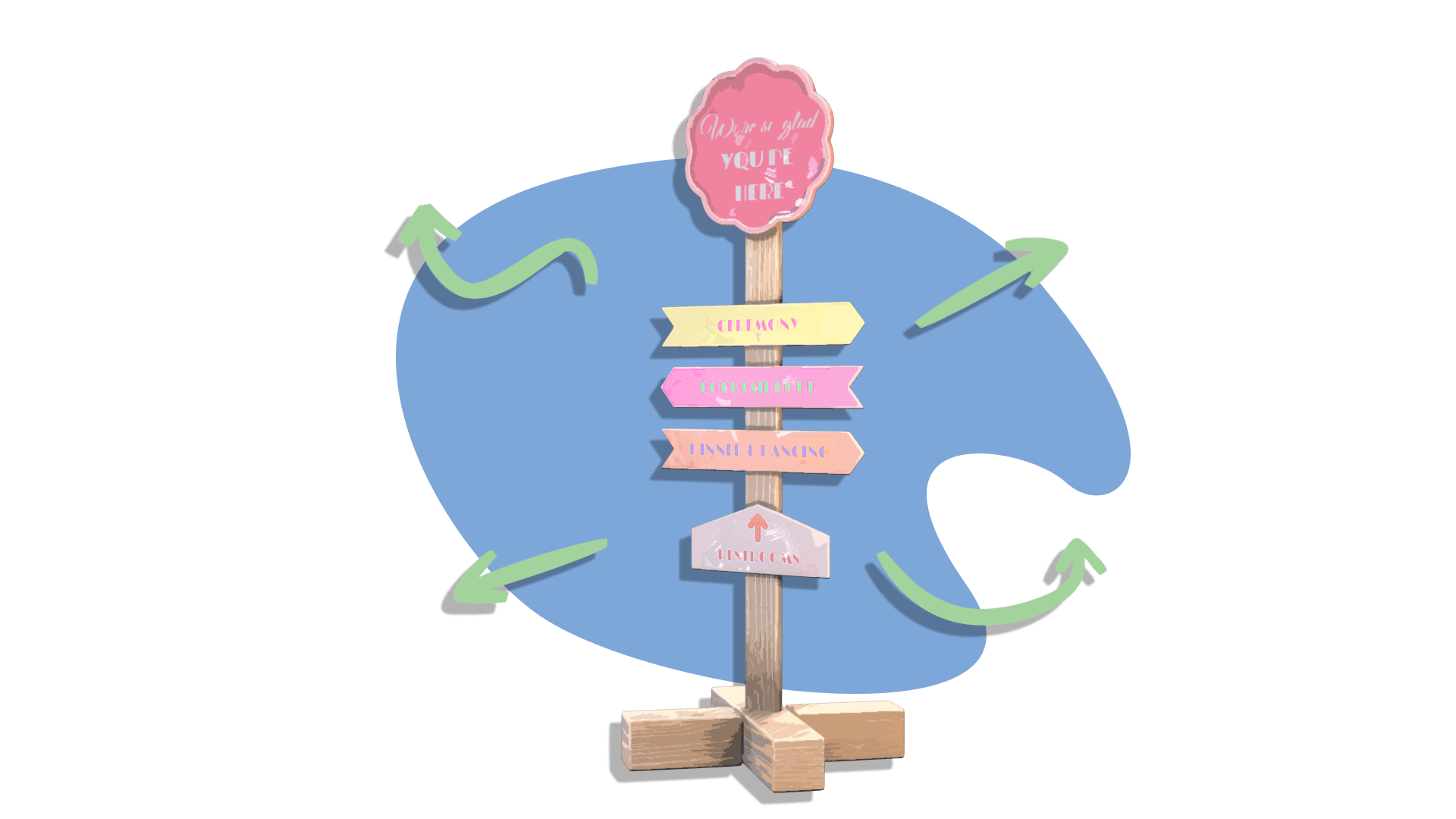 3D image of a sign that can be used for a themed party.