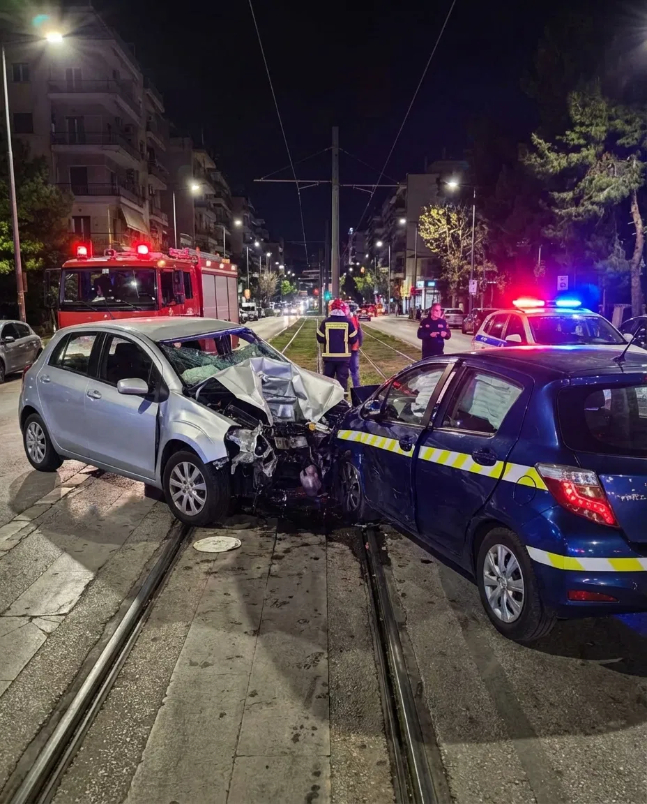 Scene of the early morning collision in Nea Smyrni