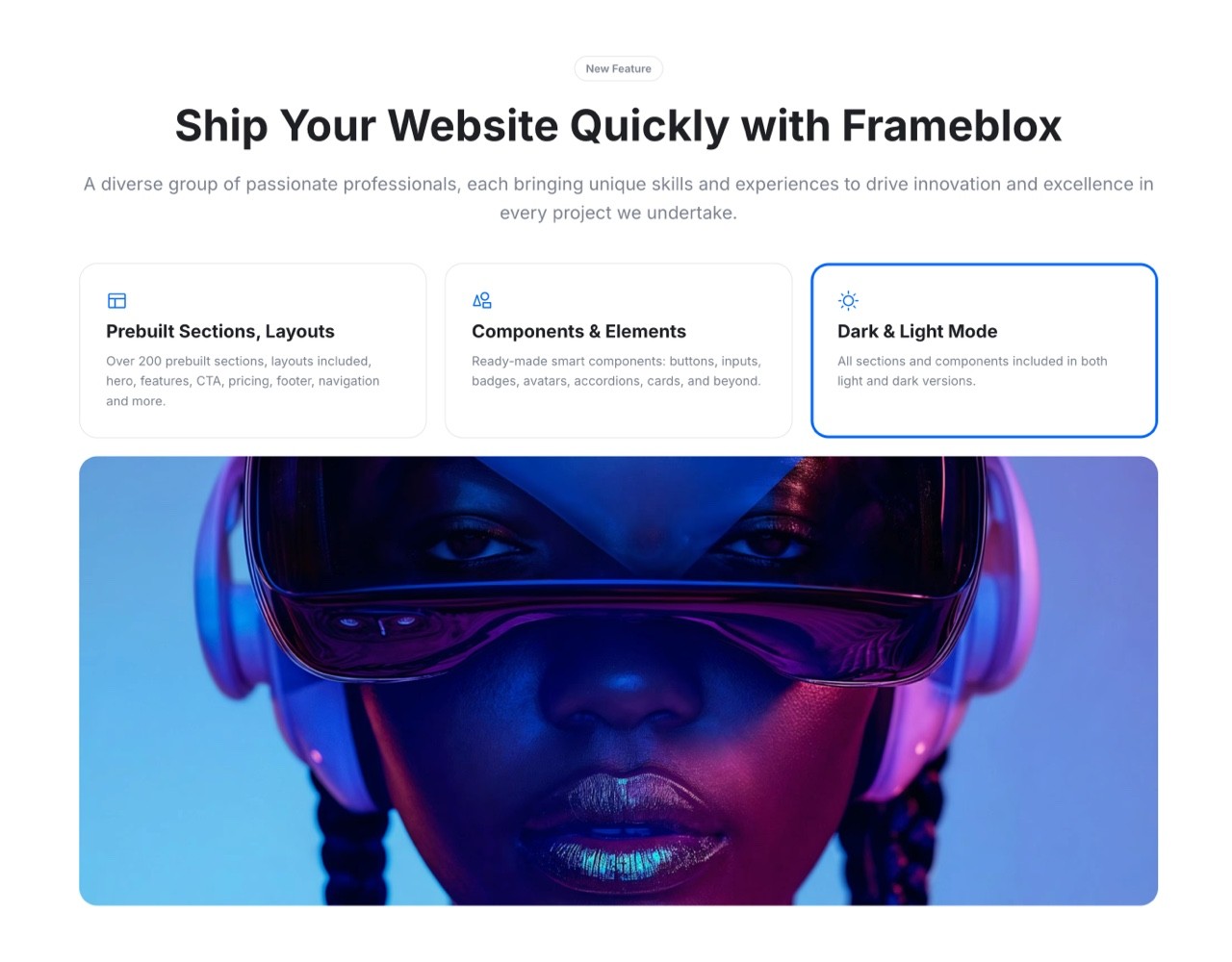 Framer Features Section - Frameblox UI