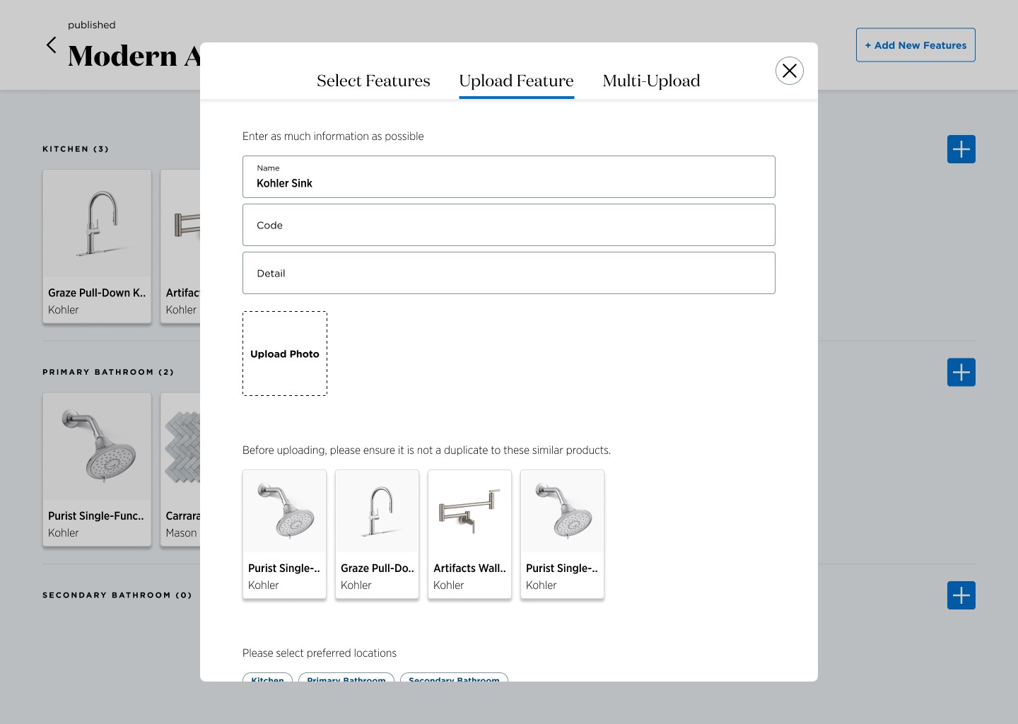Uploading new features