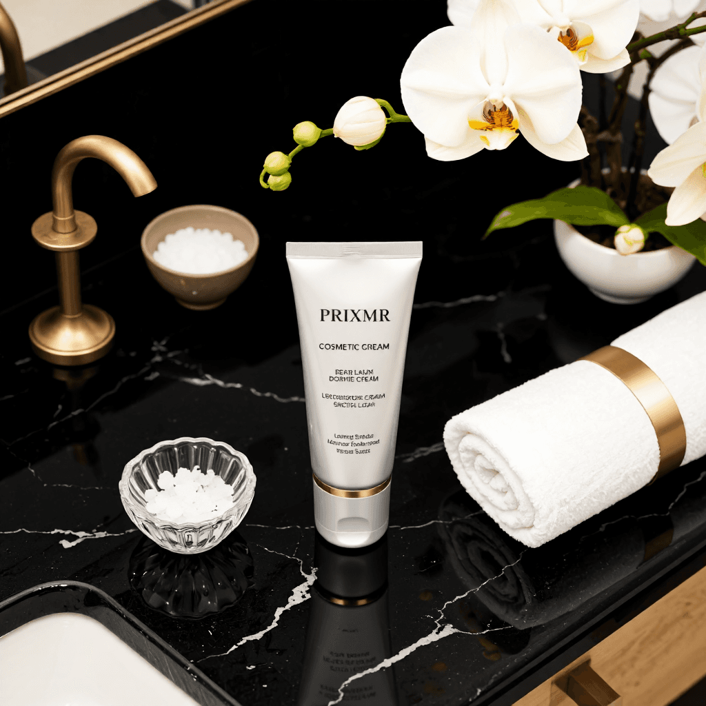 product photography of tube of cosmetic cream