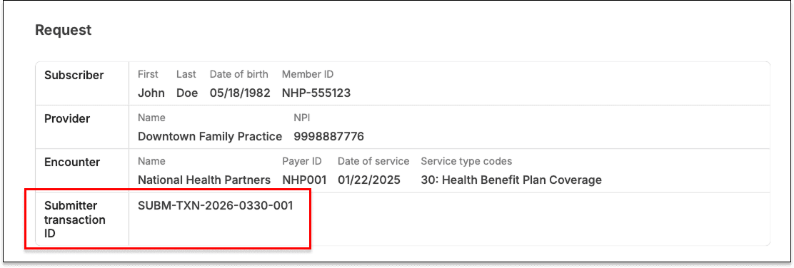 Submitter transaction IDs in eligibility PDFs