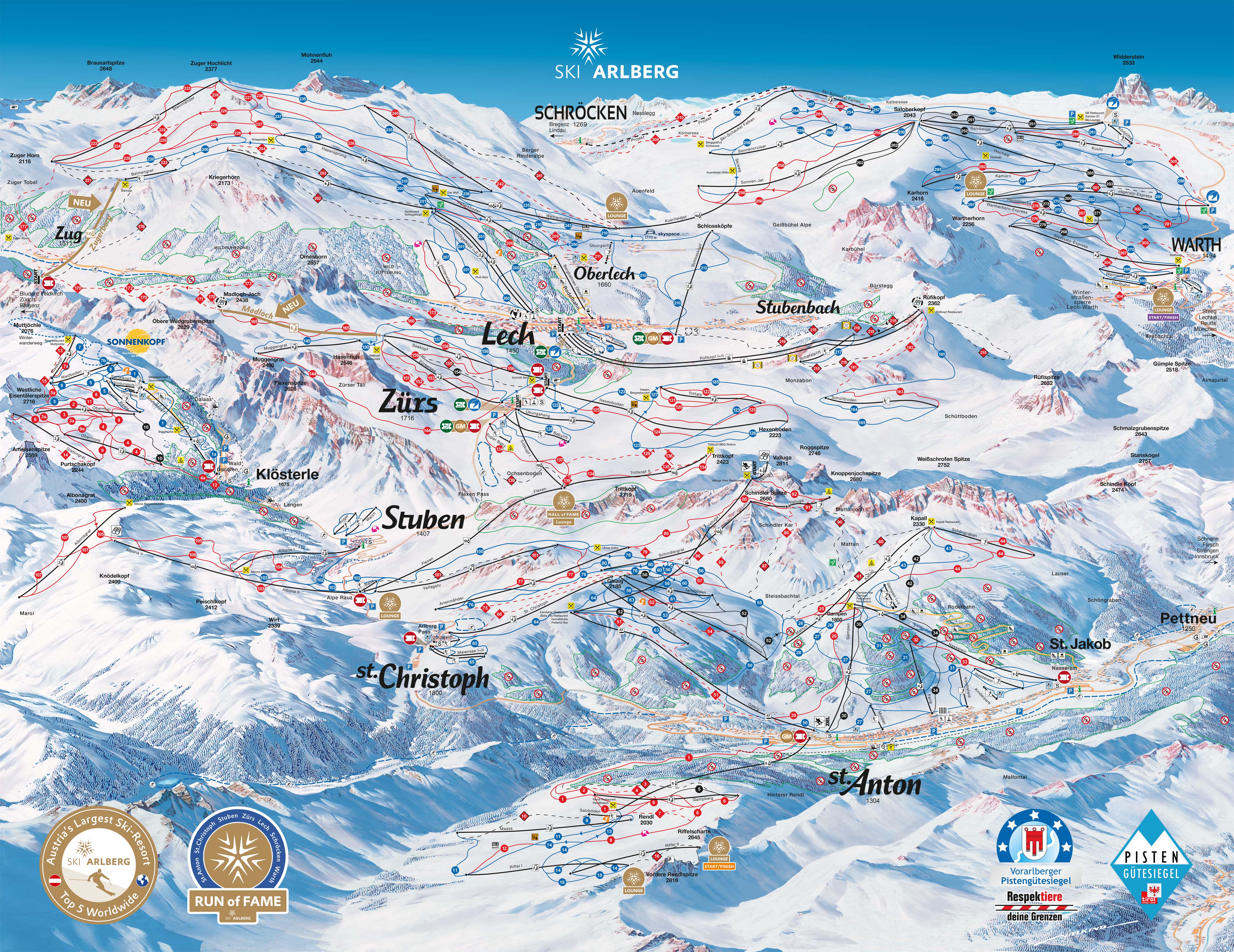 Lech am Arlberg Ski Map