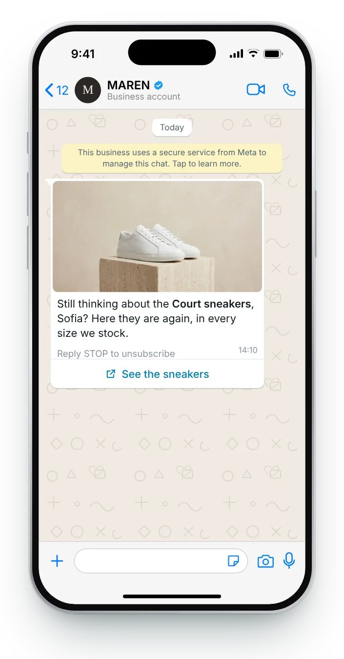 Back to the pair they viewed: WhatsApp browse follow-up on an iPhone