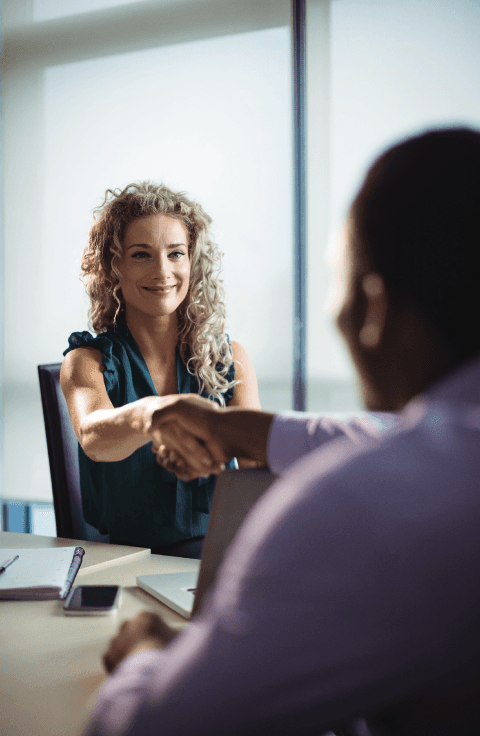 Client shaking hands