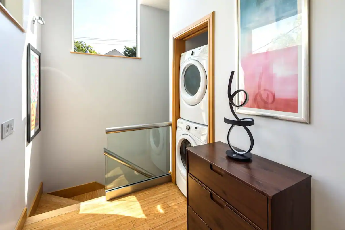living area of Contra House showcasing modern Key West accommodations with sleek, mid-century design