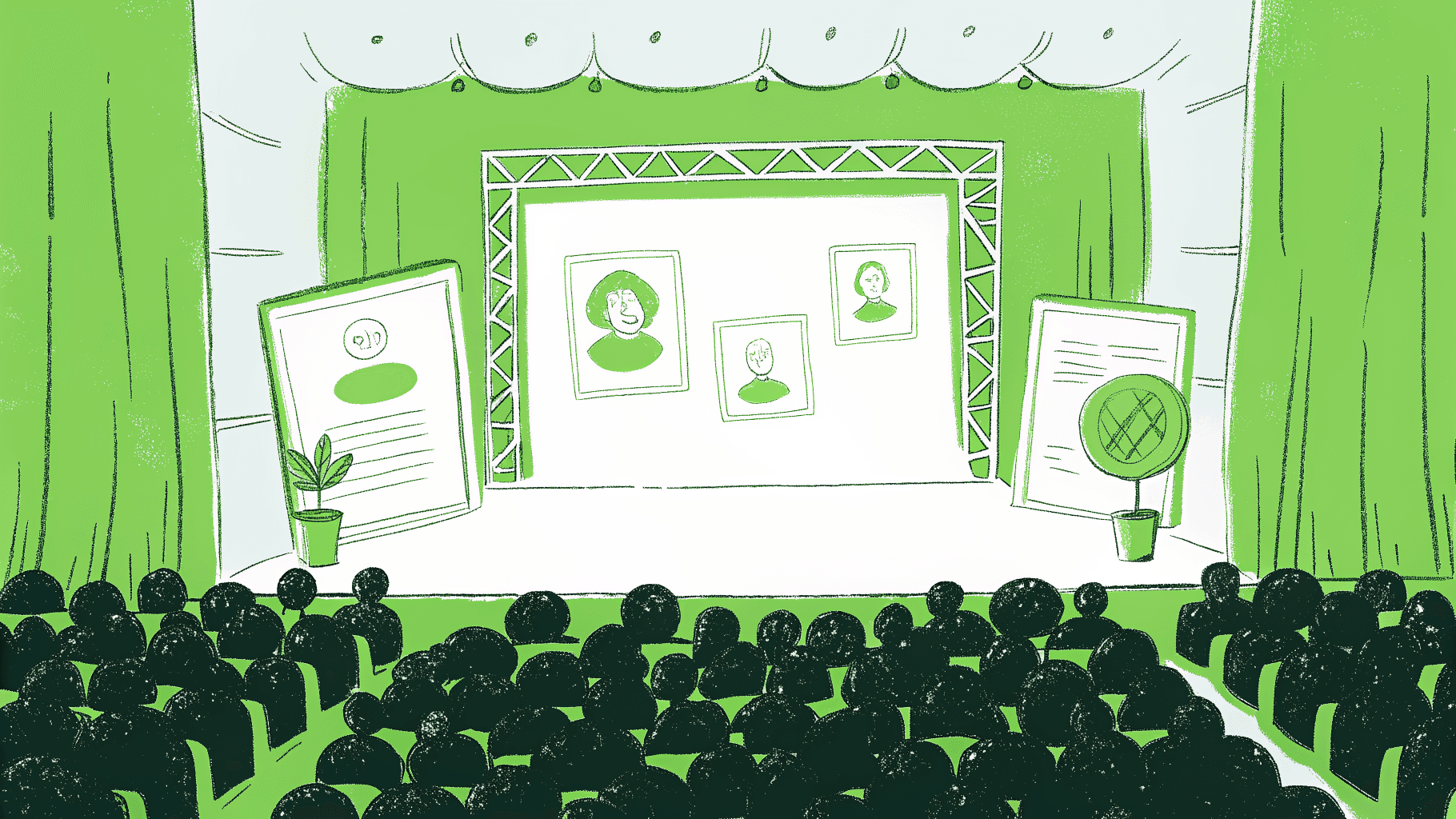A spotlight on a standout student profile among many competing applicants on a stage