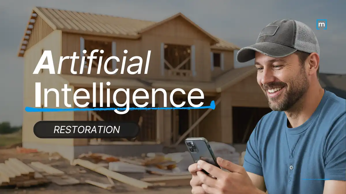 A restoration contractor holding a phone 