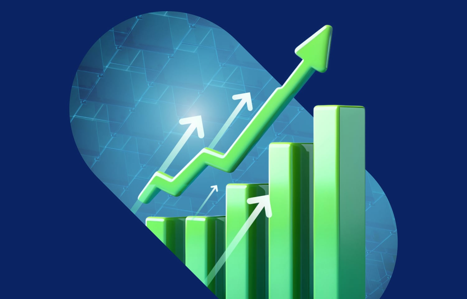 3D bar chart with arrows