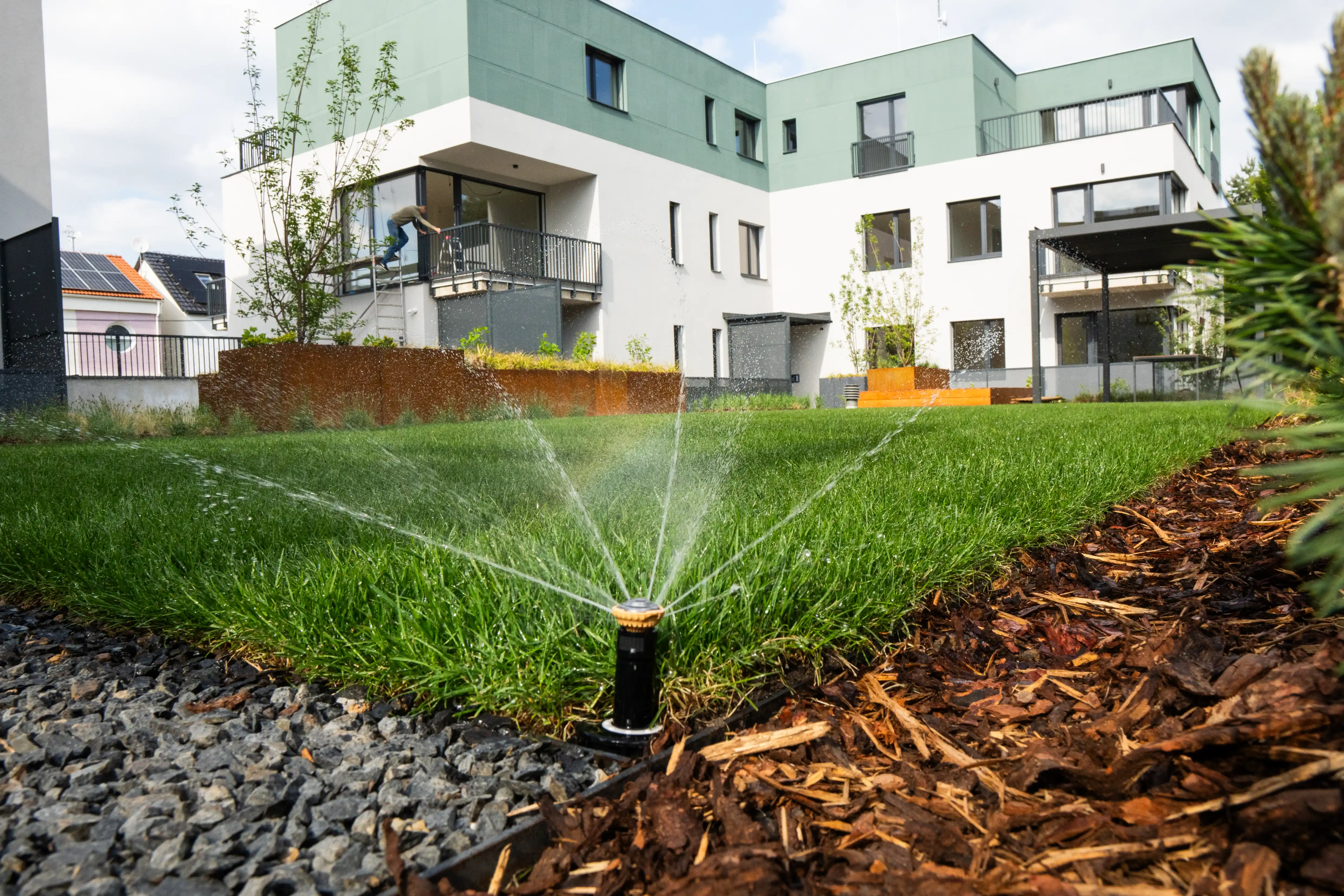 Beautiful landscaped garden with greenery and outdoor design elements.