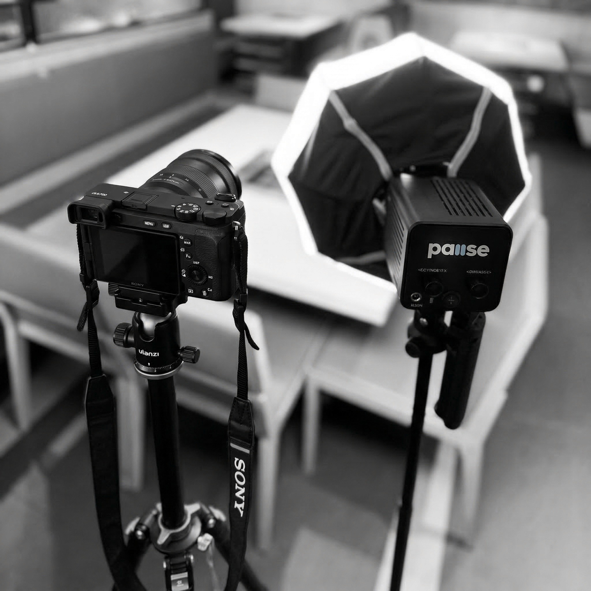 Closeup of a smartphone mounted on a rig