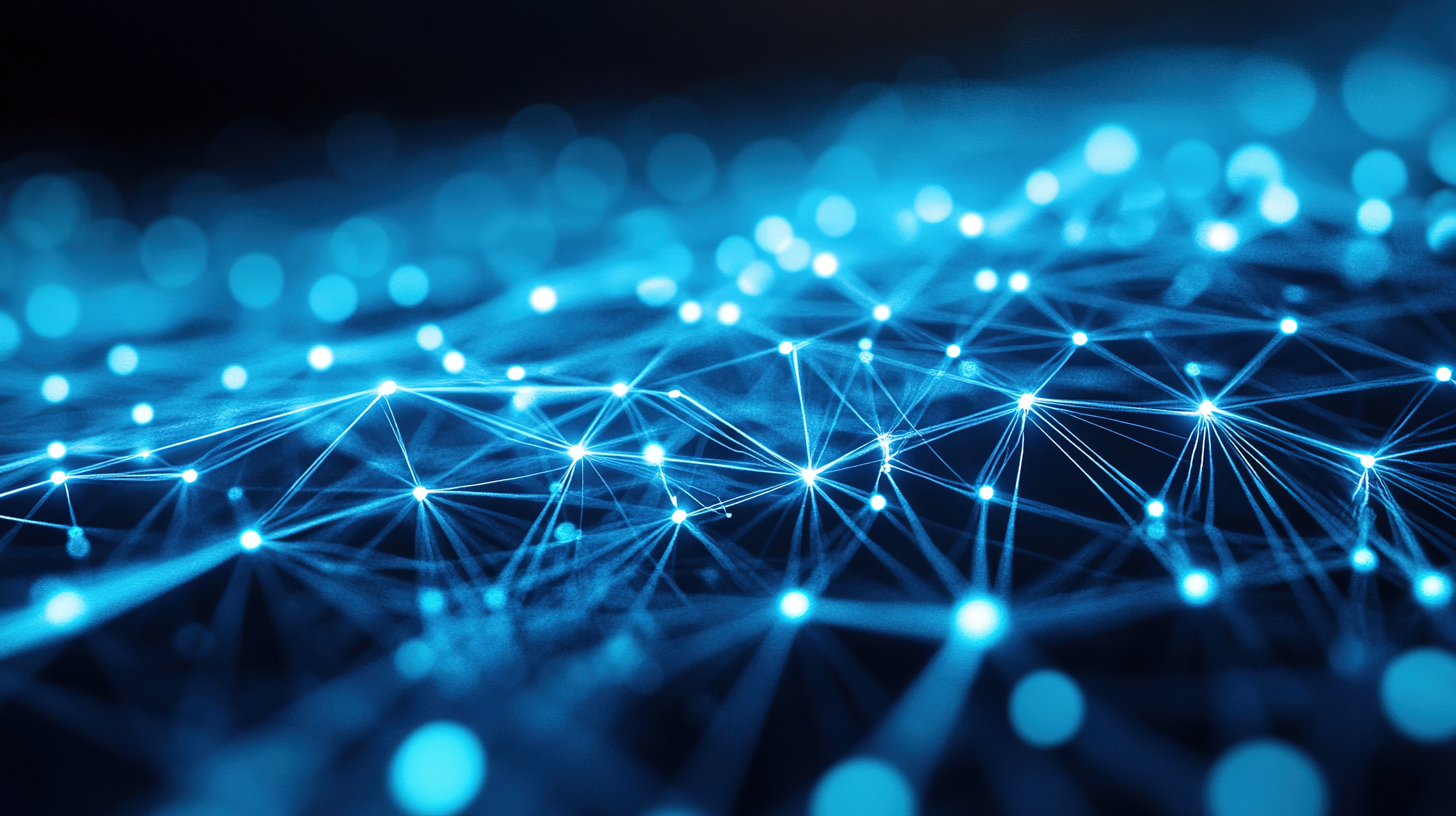Dynamic network of glowing points and lines, representing digital