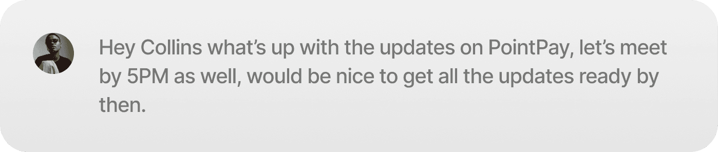 chat describing what tasks to do and when to follow up